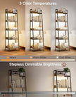 5-Tier Small Ladder Shelf with LED Lights, Touch & Remote Control, 3 Color Temperatures, Dimmable Tall Corner Standing Bookcase, Metal Wood Display Shelf for Living Room, Bedroom