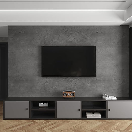 24"×197" Thick Dark Grey Black Concrete Wallpaper Waterproof Charcoal Gray Cement Wallpaper Peel and Stick Matte Textured Self Adhesive Concrete Contact Paper for Bedroom Gym Living Room Walls