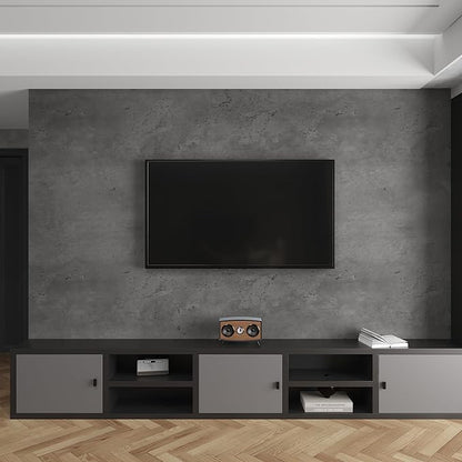 16"×1181" 3D Extra Thick Large Size Darker Grey Black Concrete Wallpaper Peel Stick Waterproof Dark Gray Concrete Cement Contact Paper Adhesive Textured Sticker for Bedroom Bathroom Gym Walls