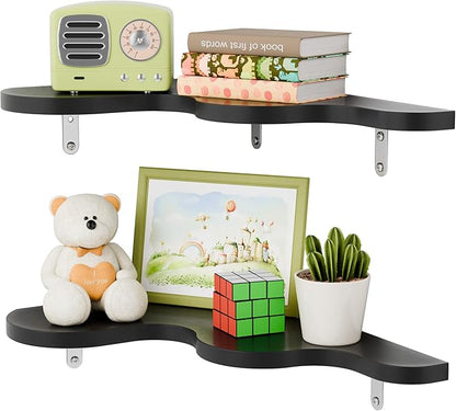 Cute Cloud Shelves, Wavy Floating Corner Shelf, Cute Wall Shelves for Nursery Decor, Corner Shelves for Bedroom, Living Room, Bathroom & Home Decor, Black
