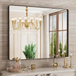 Black Bathroom Mirror 40X36 Inch, Black Metal Framed Mirror for Wall, Rounded Rectangle Matte Bathroom Vanity Mirror with Tempered Glass, Anti-Rust, Horizontal/Vertical