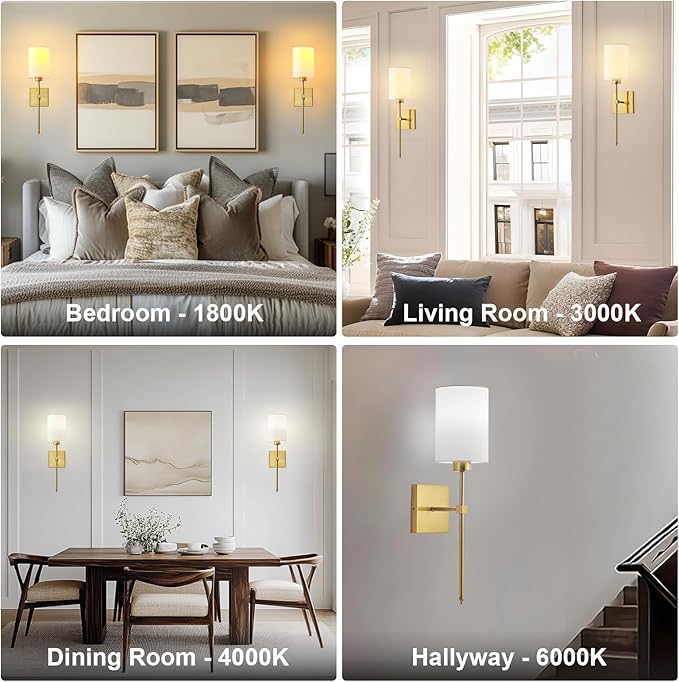 Battery Operated Wall Sconce Set of Two, Wireless Rechargeable Wall Light with Remote Control, Dimmable, 4 Color Temperatures, RGB, Timer, for Living Room,Bedroom,Entryway, Gold, 20.6 Inch