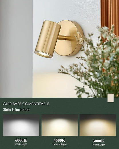 Gold Wall Sconce, Modern Wall Light Fixture, LED Track Lighting with GU10 Bulb for Bedroom Entryway Bathroom Kitchen,CKSL4830-1W-BB-B