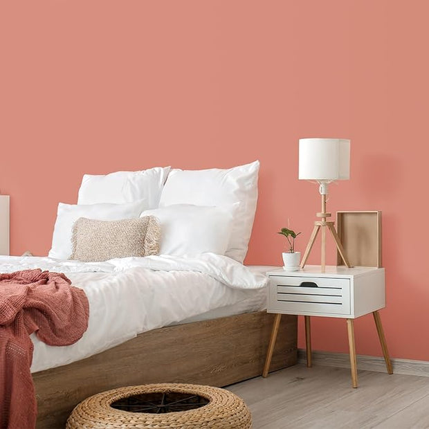 VEELIKE Thick Peach Pink Peel and Stick Wallpaper Pink Contact Paper for Cabinets Walls Desk Shelves Removable Self Adhesive Vinyl Peach Wallpaper for Girls Room Bedroom Nursery Dorm 15.7''x354''