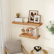 fuqing Wood Floating Shelves for Wall - Solid Elm Wood Live Edge Floating Shelves 24 Inch - 9 Inch Deep Natural Wooden Wall Shelves with Upgraded Heavy Duty Brackets and Anchors