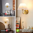 Battery Operated Wall Sconces Sets of 2, Indoor not Hardwired White Fabric lampshade Fixtures,Rechargeable Wireless 10 Colors Wall Lights with Dimmable Remote Control
