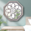 2 PCS 20 inch Octagon Wall-Mounted Mirrors,Vintage Farmhouse Mirror for Wall Decor,Barn Wood Color Decorative Accent Mirror for Foyer, Bathroom, Bedroom. (20”x20”)