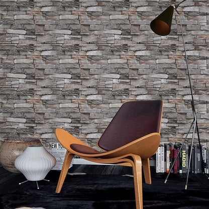 Abyssaly Brick Wallpaper Peel and Stick Faux Stone Brick Stick on Wallpaper 23.6" X 118" Thick Removable Wall Paper Contact Paper Self-Adhesive Home Decoration Fireplace Shelf Paper