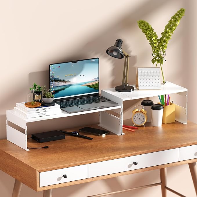 Adjustable Metal Bedside Shelf – Stackable Shelf for Bedroom, Living Room, Office, Space-Saving Storage Organizer, Easy Assembly，Sleek Matches Any Decor(1PACK/White)