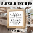 Inspirational Coffees Wood Sign Coffee Gets Me Started Jesus Keeps Me Going Christian Coffees Decoration Wall Decor for Kitchen Home Office Bar Gift for Christian Coffee Lover 5.9x5.9 Inch