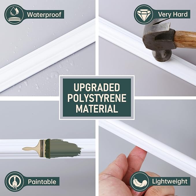 Melkus Wall Molding 3 Set Premade Wainscoting Panels for Interior Wall Décor Installed with Construction Glue Wainscoting Accent Panel (Top 63x39 in+Bottom 28x39 in) Style 2