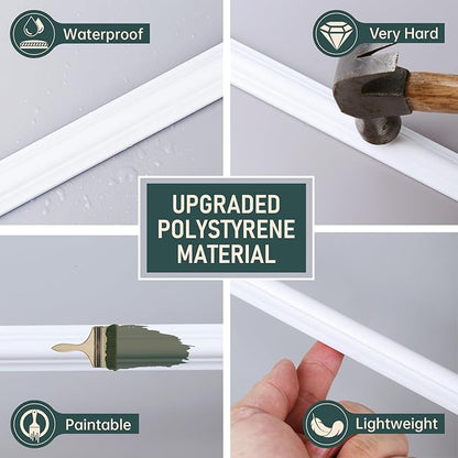 Melkus Wall Molding 3 Set Premade Wainscoting Panels for Interior Wall Décor Installed with Construction Glue Wainscoting Accent Panel (Top 63x39 in+Bottom 28x39 in) Style 2