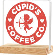Valentines Coffee Desk Decor, Valentine's Day Gifts for Lover Bar Station, Valentine Home Office Table Sign for Kitchen Shelf Tiered Tray, Cafe Tabletop Decoration to Couples, Cupids Coffee Co