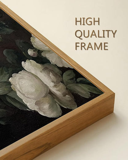 SHENIFY Vintage Landscape Framed Canvas Wall Art Rose Flower Classic Wall Prints Modern Kitchen Bathroom Office Decor - 11x14in Natural Framed