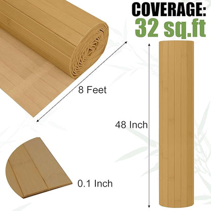 2 Pack Bamboo Wall Panel for Interior Wall Decor, Renewable Pole Wrap Wainscoting Roll Bamboo Covering Paneling for Wall Ceiling Office Bedroom Living Room (48" H x 96" L, Carbonized)