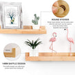 Natural Bamboo Floating Shelves Rustic Wood Wall Shelves Wooden Wall Storage Organizer Home Decor Living Room Kitchen Bedroom (Natural, 13.8 in)