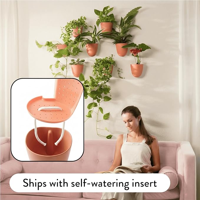 Make Good PlantPod Luxe Self-Watering Wall Planters (Set of 3, Terracotta) - Easy to Water and Install - Lightweight - Design Your Own Vertical Garden - Wall Planters for Indoor Plants