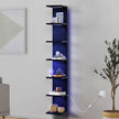 7-Tier Wall Shelf with 10 RGB Lighting Modes, Multifunctional Wall Mounted Vertical Display Floating Shelf for Bedroom Living Room Vanity, Black