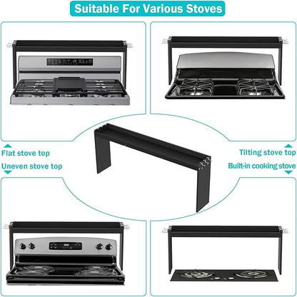 NKM 32.5inch bamboo spice rack,stove top shelf,over the stove shelf for back of stove,kitchen counter shelf for spice organization