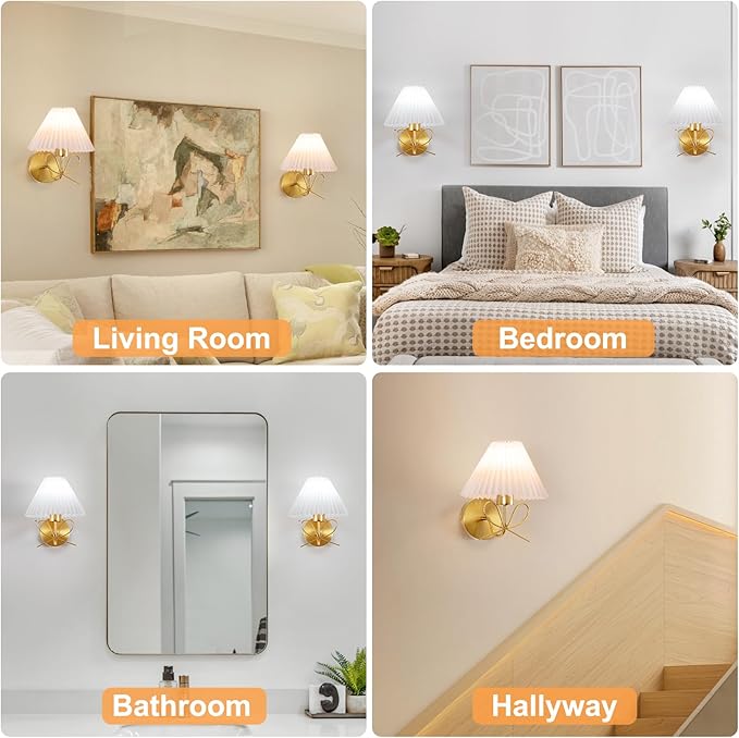 ADISUN Modern Wall Sconce Set of Two, Battery Operated Wall Sconce Remote Control Dimmable Wall Lamp Wireless Sconces for Living Room Bathroom Dining Room Corridor Staircase