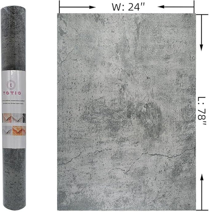TOTIO Gray Concrete Wallpaper Matte Thick Dark Grey Cement Contact Paper Peel Stick Countertop Paper Removable Waterproof Adhesive Furniture Stickers Industrial Style Vinyl Wall Sticker 24x78 inch