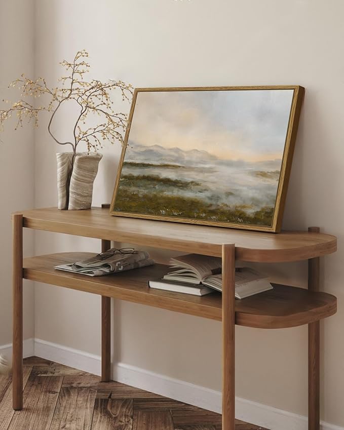 SHENIFY Landscape Framed Canvas Wall Art 16x24in Large Vintage Dusk in The Forest Classic Paints Farmhouse Bathroom Office Decor - Natural Framed