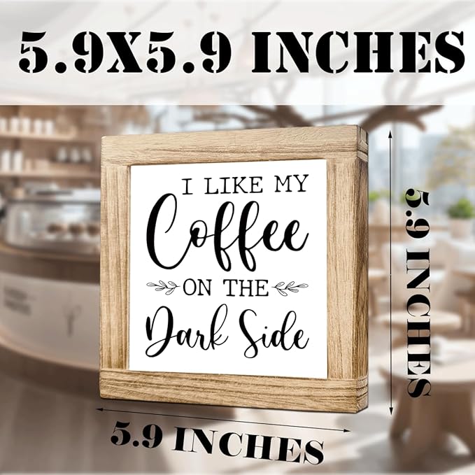 Funny Coffees Quotes Sign I Like My Coffee On The Dark Side Funny Cafe Decor Sign Galactic Empire Style Signs Wooden Cafe Decor For Kitchen Bar Office Ideal Gift For Coffee Lover 5.9x5.9 Inch
