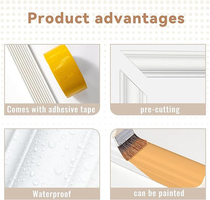 PALMPOP Peel and Stick Wall Molding Kit of 6 Frames,Premade Accent Wainscoting Panels, Ready to Molding Trim for Living Room Bedroom Corridor Home Interior Wall Panel Decor (54x24in)