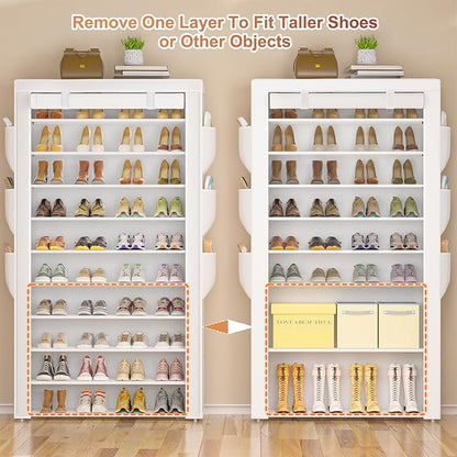 OYREL Shoe Rack 10Tier Large Capacity 50-56Pairs Beautiful Tall Shoe Shelf Free Standing Storage Cabinet Entryway Closet
