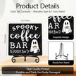 Halloween Coffee Bar Decor, Freshly Booed Wooden Coffee Signs for Home Office Desk Shelf, Spooky Ghost Tabletop Centerpieces for Kitchen Accessories - A07