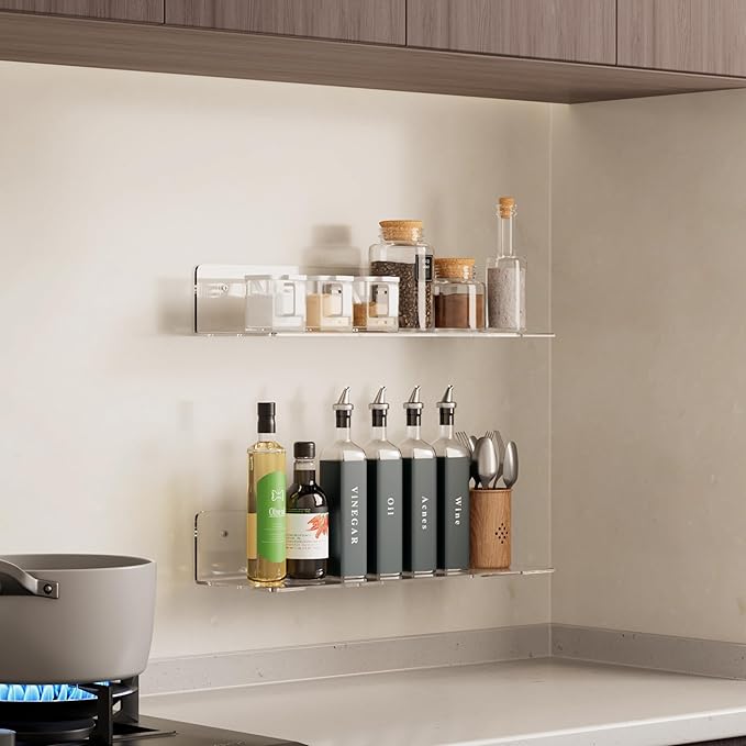 HANGE 4-Pack Clear Acrylic Floating Shelves, 12
