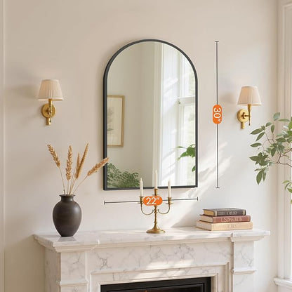 Sweetcrispy 20"x30" Arched Black Mirrors for Wall, Bathroom Mirrors for Over Sink, Entryway, Living Room