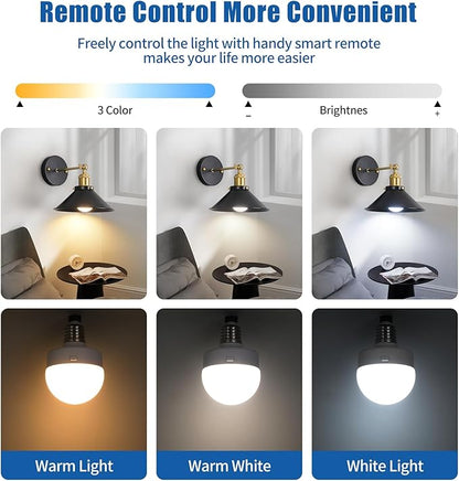 Black & Gold Vintage Rechargeable Battery Operated Wall Sconces, Cordless Battery Powered Led Wall Lights Set of 2, Wall Lamp Fixture Indoor with Remote Control for Bedroom Farmhouse Gallery