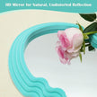 Arched Wall Mirror Home Office Decor, Cute Wall-Mounted Decorative Mirrors for Modern Apartment Bedroom Nusery Room Decoration, Hanging Wall Art Above TV Desk Table Decor (Turquoise Blue)