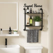 Bathroom Shelves Wall Mounted, Rustic Farmhouse Pipe Shelves, Wall Shelves 2-Tier, Industrial Pipe Shelving, Floating Shelf Decor for Bathroom, Bedroom, Living Room Thanksgiving 17.3in Black