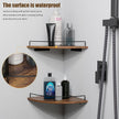 Corner Floating Shelves, Rustic Brown Wood, Set of 2, Wall Mount Storage with Guardrail for Bathroom Kitchen Living Room