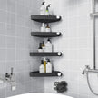 Sotfamily Plastic Shower Caddy Corner (for 90° Only), 4 Pack Adhesive Corner Shower Shelves for Bathroom Organizers and Storage, Black