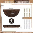 4 Pcs Solid Wood Half Round Floating Wall Shelves, Elegant Floating Wooden Shelves, 8.27 Inch Wall Shelf for Living Room, Bathroom, Bedroom, Offices, Pictures Plant Book (Dark Brown)
