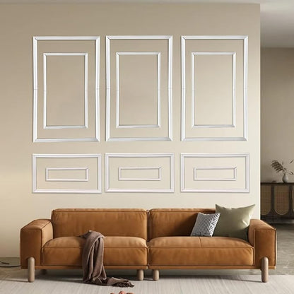 3 Set Peel and Stick Wall Molding Kit - Inner and Outer Layers Style Accent Wall Molding, Ready-to-Assemble Pre Made Wainscoting Wall Panel for Home Décor (Premium Textured Finish)