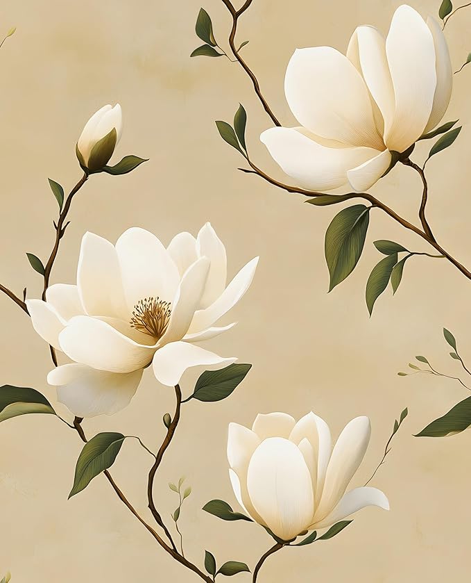Floral Peel and Stick Wallpaper Vintage Khaki Contact Paper 17.5''x393'' Vinyl Waterproof Self Adhesive Removable Boho Modern Beige Leaf Wall Paper for Cabinets Bathroom Walls Bookcase Countertops