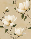 Vintage Floral Peel and Stick Wallpaper Khaki White Flowers Contact Paper 17.5