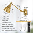 Plug in Wall Sconces Set of Two with Remote, Stepless Colors 2700K-6500K & Stepless Dimming, Premium Golden Finish, Plug in Wall Light with Night Light & Timer, LED Bulbs Included