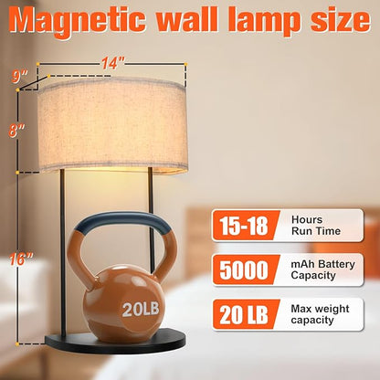 Wireless Wall Sconce with 5000 mAh Rechargeable Magnetic RGB Bulb & Remote Control, Battery Operated Metal Wall Light with Shelf for Bedroom Bedside Table or Living Room Decor
