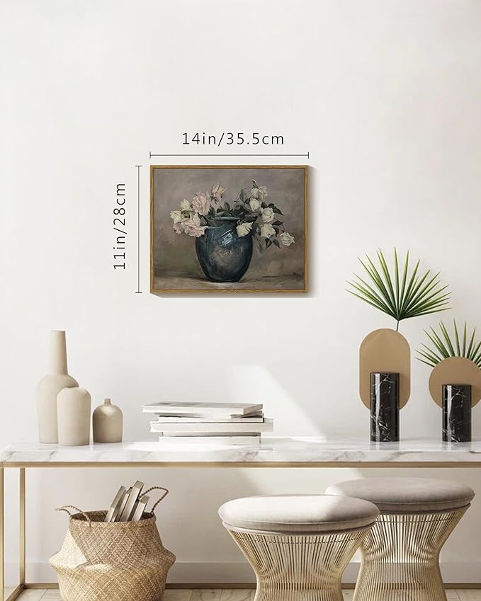 SHENIFY Vintage Floral Canvas Wall Art Flower Classic Wall Prints Kitchen Bathroom Office Decor - 11
