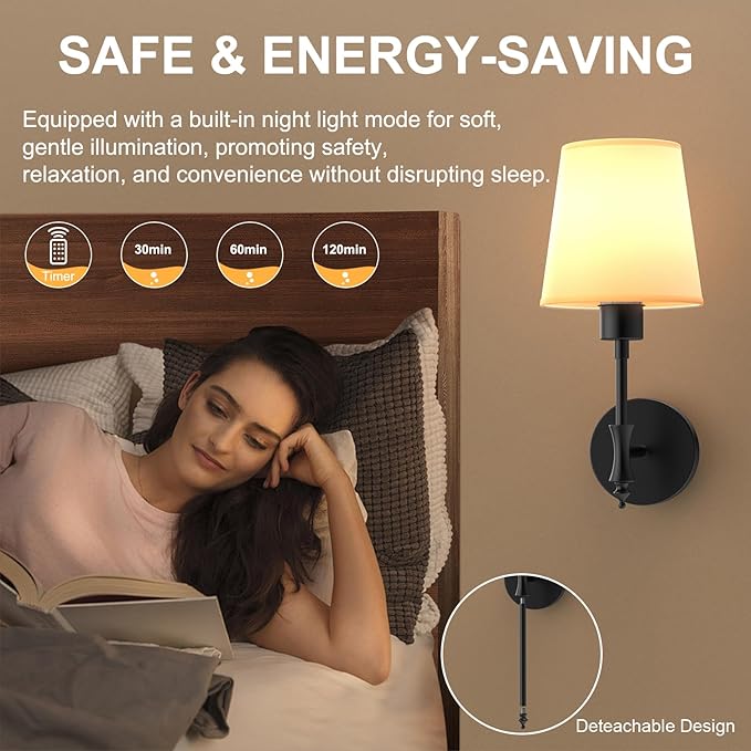 Battery Operated Wall Sconces Set of Two, Rechargeable Wall Light with Remote Control, Dimmable 1800K-6000K LED Wall Lamp, 9 Color Modes, Wireless Sconce Wall Decor Set of 2 for Living Room, Bedroom