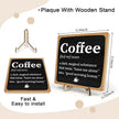 Vintage Coffee Bar Wooden Plaque Desk Sign, Farmhouse Wood Plaque Tabletop Decor for Cafe Bar Kitchen Office,Coffee Station Accessories 5.9x5.9Inch