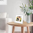 puthiac 8x8 Solid Oak Wood Picture Frame, Fits 4x4 with Mat or 8x8 Without Mat, Wall or Tabletop Display with Stand, Plexi Front, 3 Pack, White