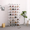 SONGMICS Shoe Rack with 32 Cubes, Interlocking Plastic Shoe Organizer, DIY Storage Cabinet for Closet Entryway Bedroom Garage, Space Saving Design, 13.9 x 35.1 x 54.5 Inches, Transparent ULPC48S