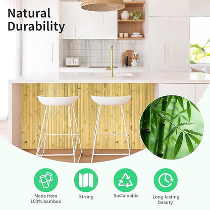 Natural Bamboo Wall Panel for Interior Wall Decor, Renewable Pole Wrap Wainscoting Paneling for Wall Ceiling Furniture Cabinet Office, 48 x 96 Inch, Natural