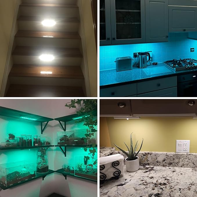 SZOKLED Motion Sensor Night Lights, 58-LED RGB Under Cabinet Lighting Wireless, 1100mAh Rechargeable Under Cabinet Lights Dimmable Closet Lights for Step, Stair, Kitchen,Hallway (2 Pack)